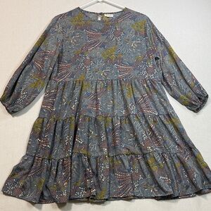 Paani Elegant Floral Mini Dress in Blue and Green